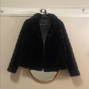 Bernardo Black Teddy Jacket Plush Faux Fur